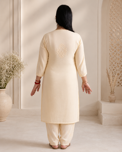 Lemon Chikankari Cord Set – Nawabi Summer