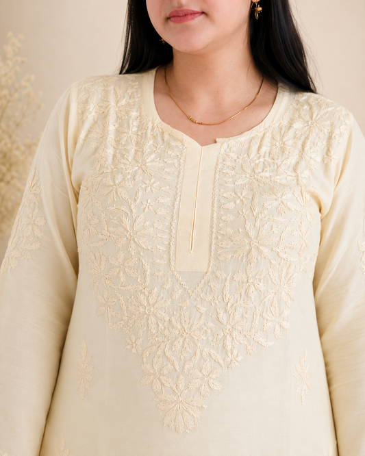 Lemon Chikankari Cord Set – Nawabi Summer