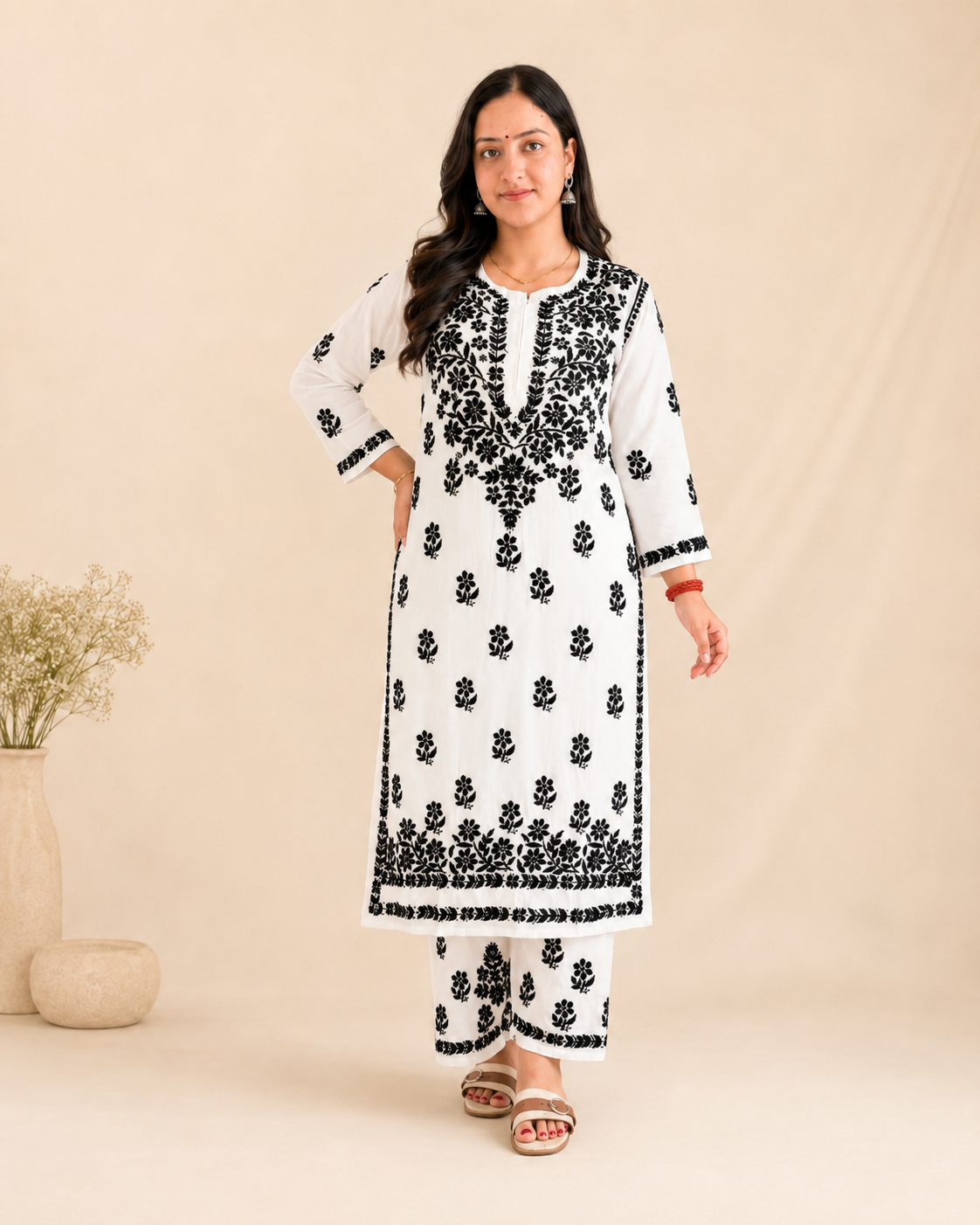 Black White Chikankari Cord Set – Nawabi Summer