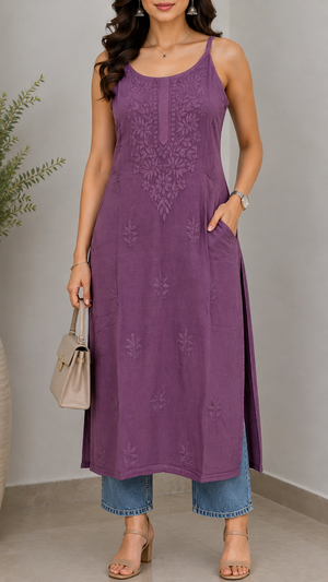 Purple Chikankari Long Kurta – Nawabi Summer