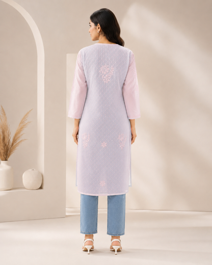 Baby Pink Chikankari Long Kurta – Nawabi Summer, additional view