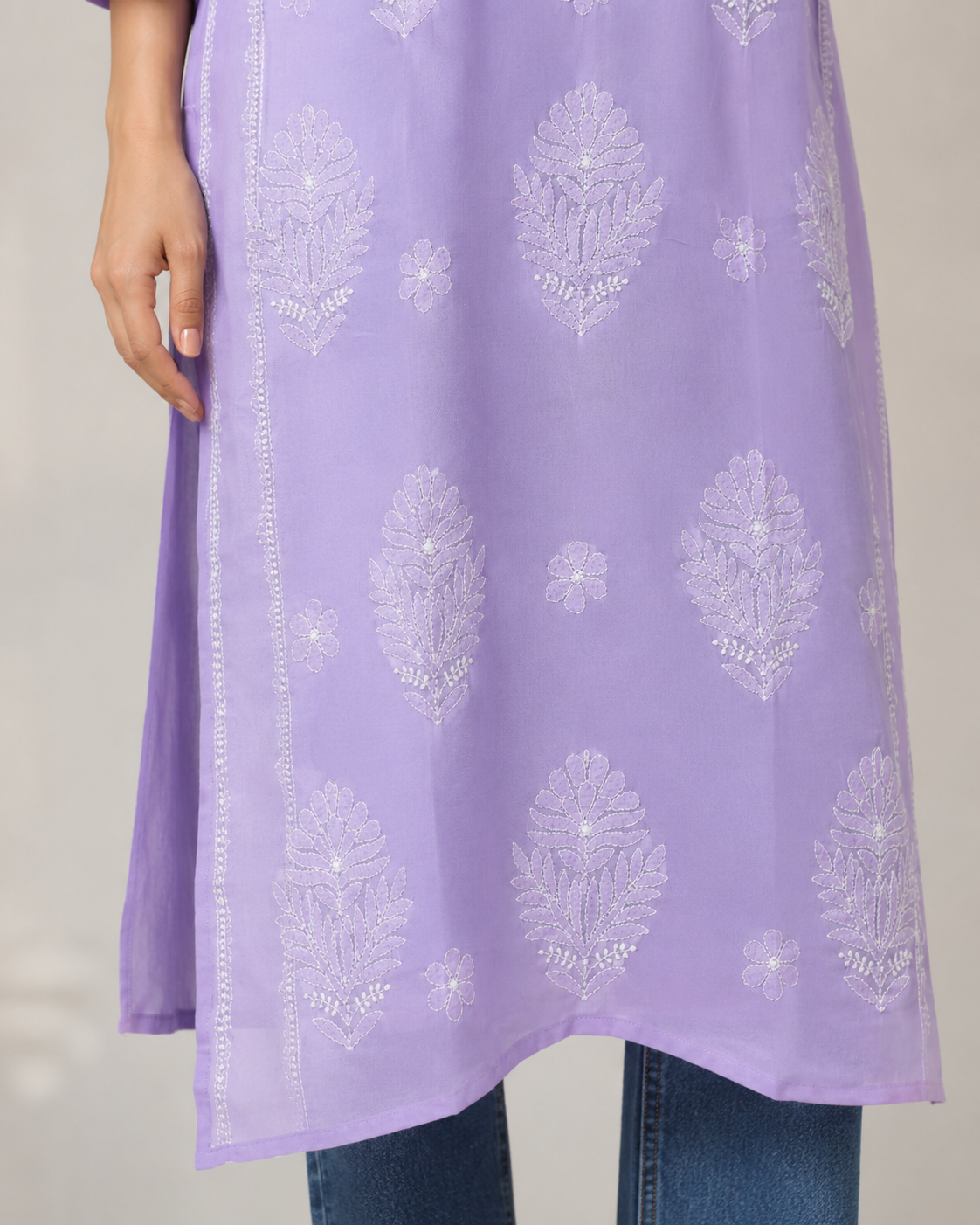 Lavender Chikankari Long Kurta – Nawabi Summer – photo 4