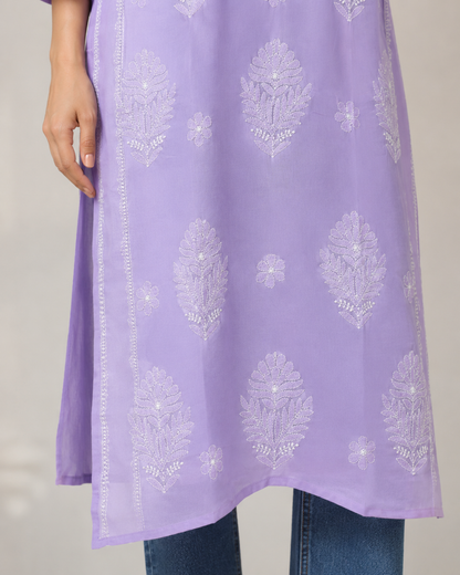 Lavender Chikankari Long Kurta – Nawabi Summer – photo 4