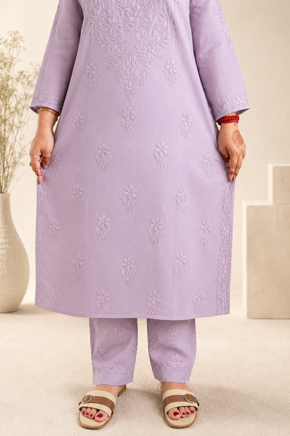 Lavender Silver Chikankari Cord Set – Nawabi Summer