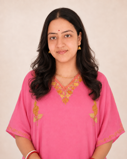 Rose Pink Aari Work Kaftan Set - Koshur Summer 2