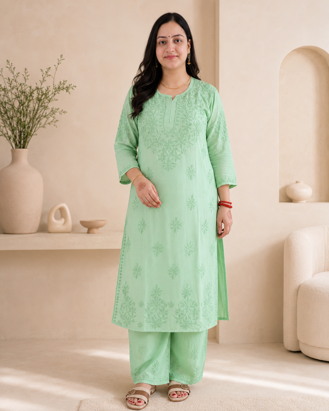 Green Chikankari Cord Set – Nawabi Summer