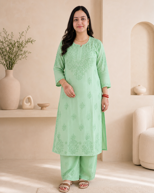 Green Chikankari Cord Set – Nawabi Summer