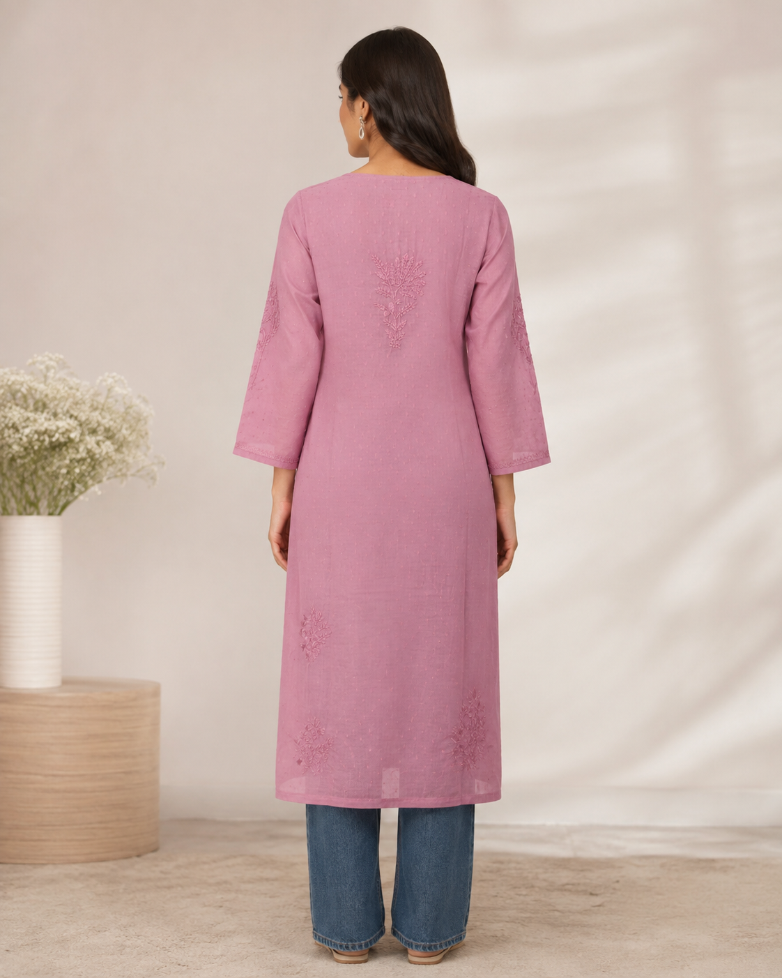 Plum Chikankari Long Kurta – Nawabi Summer