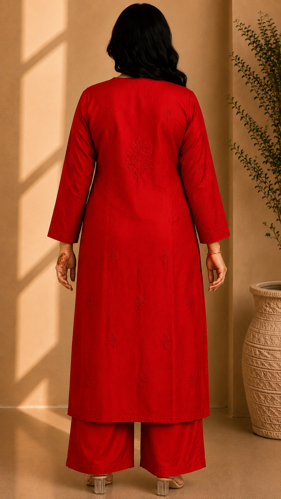 Red Chikankari Cord Set – Nawabi Summer