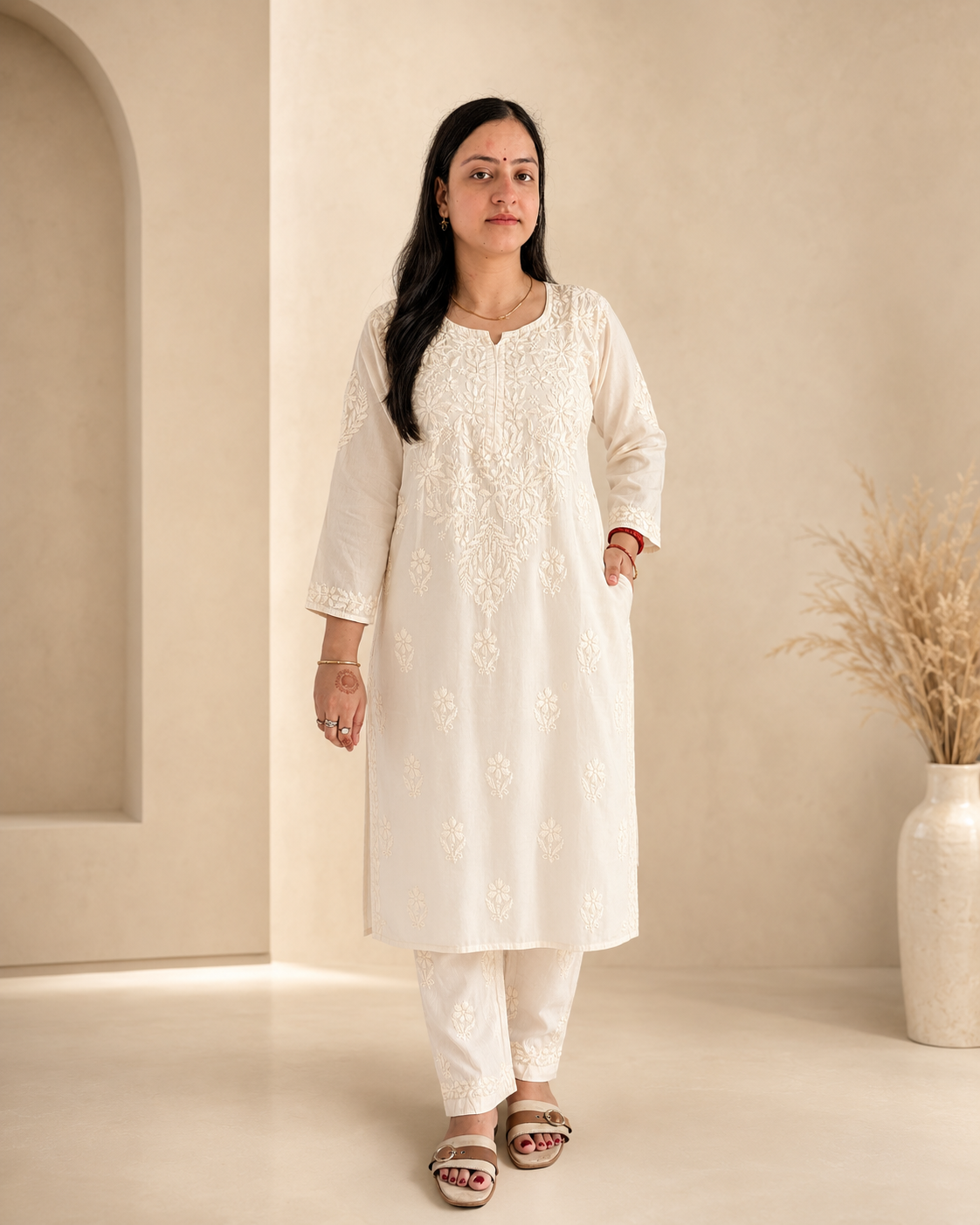Off White Chikankari Cord Set – Nawabi Summer