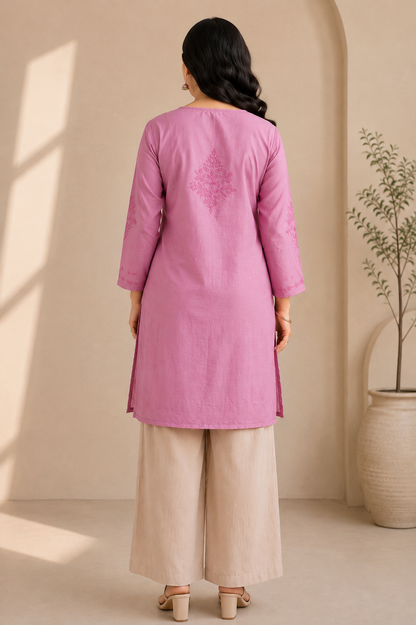 Lavender Chikankari Short Kurta – Nawabi Summer