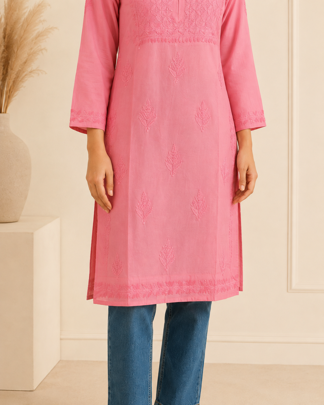 Pink Chikankari Short Kurta – Nawabi Summer