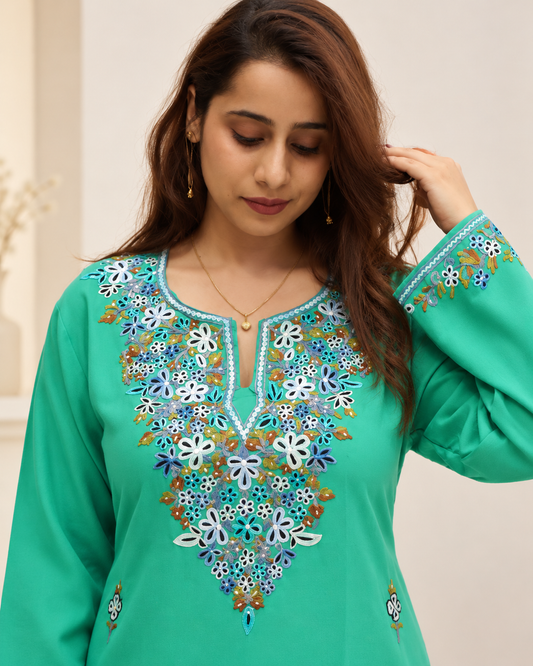 Dark Green Aari Work Cord Set – Shalimar Summer