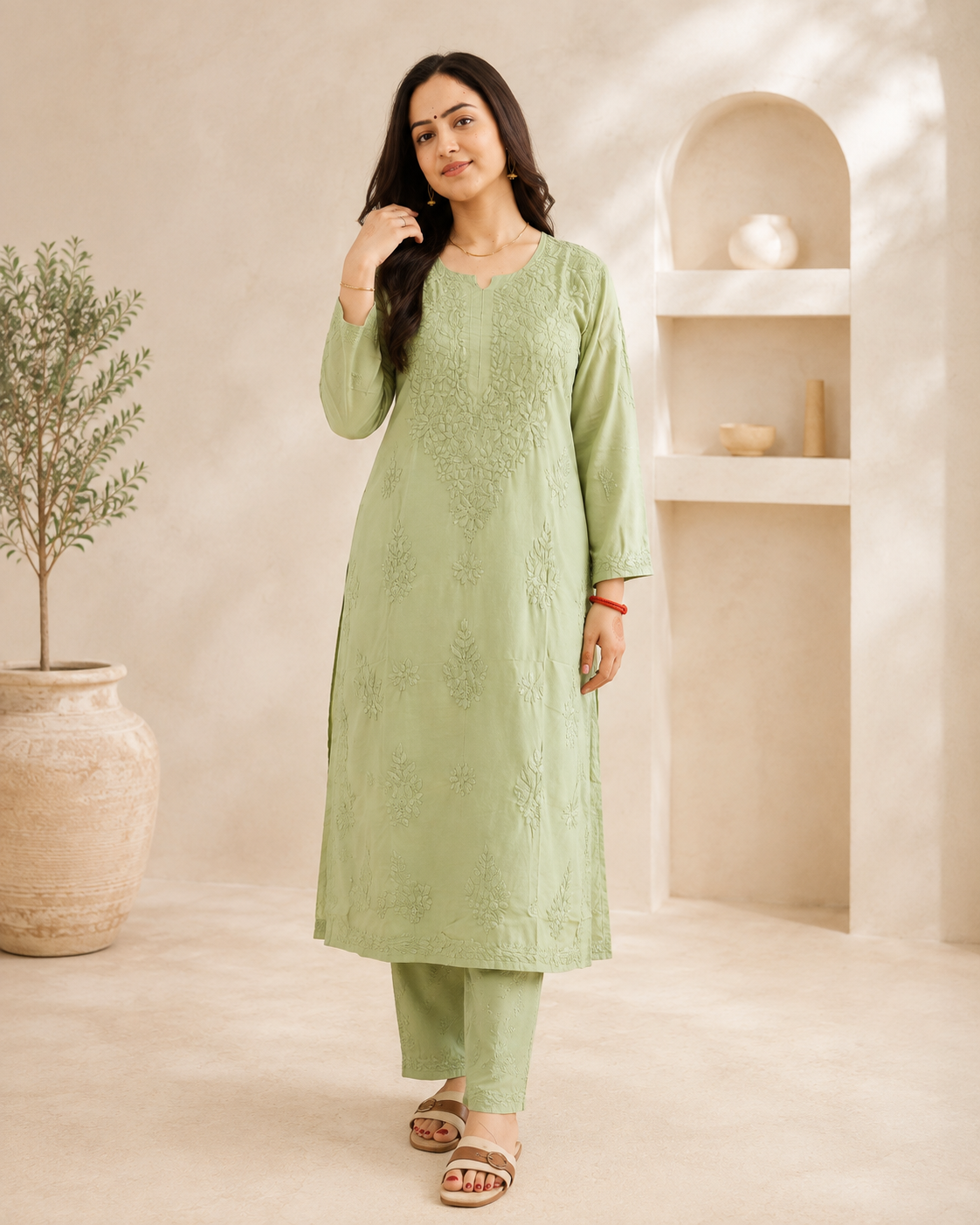 Parrot Green Chikankari Cord Set – Nawabi Summer
