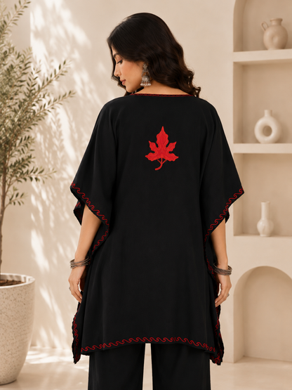 Black Red Aari Work Kaftan Set - Koshur Summer 3