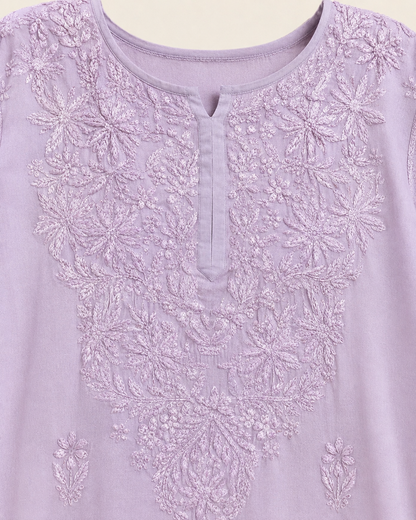 Lavender Silver Chikankari Cord Set – Nawabi Summer