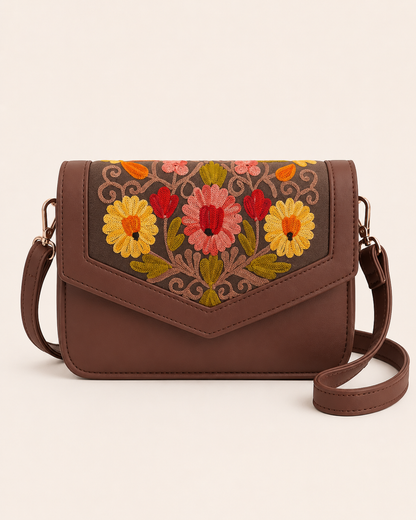 Chocolate Aari Work Barfi Handbag