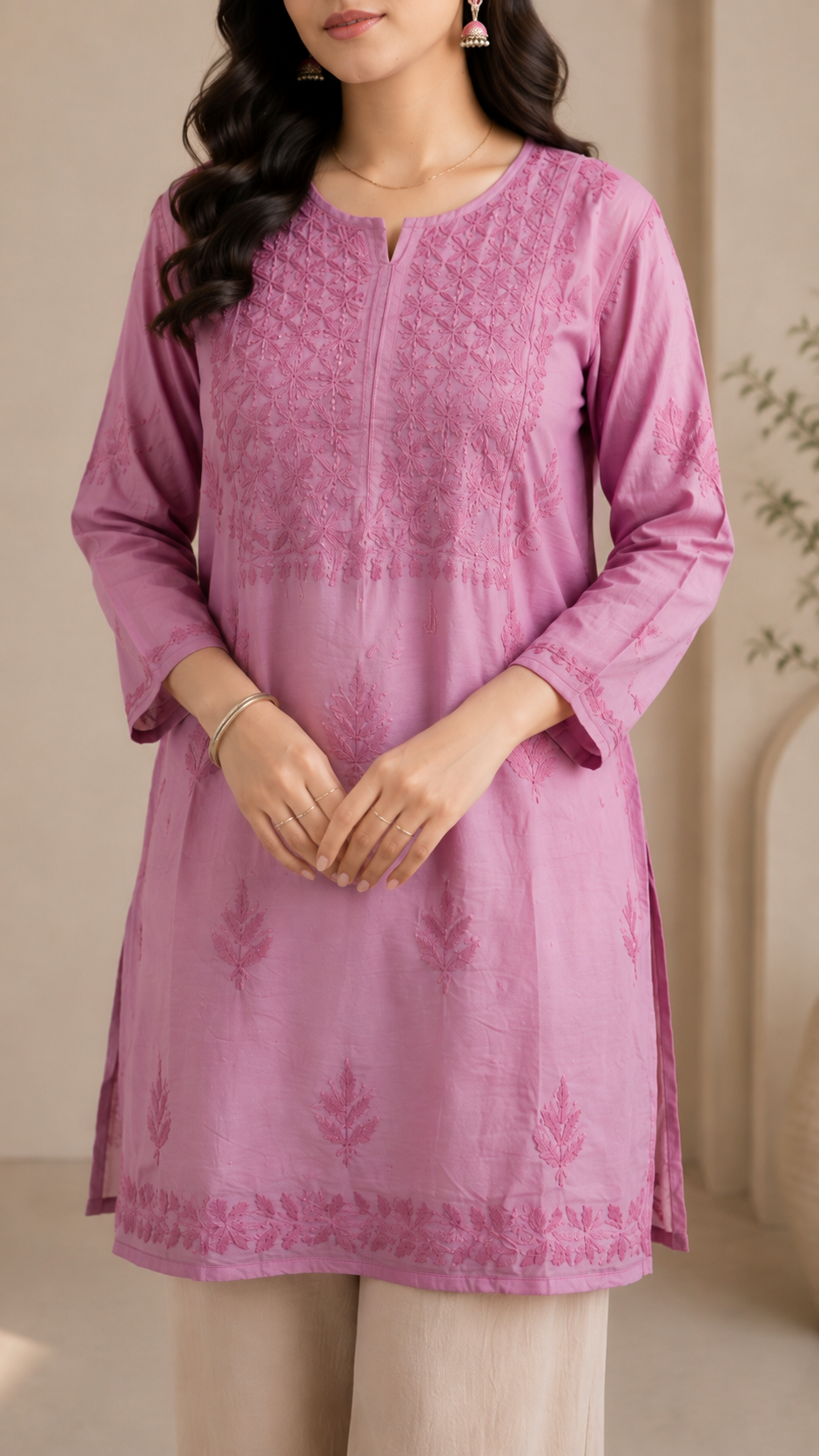Lavender Chikankari Short Kurta – Nawabi Summer