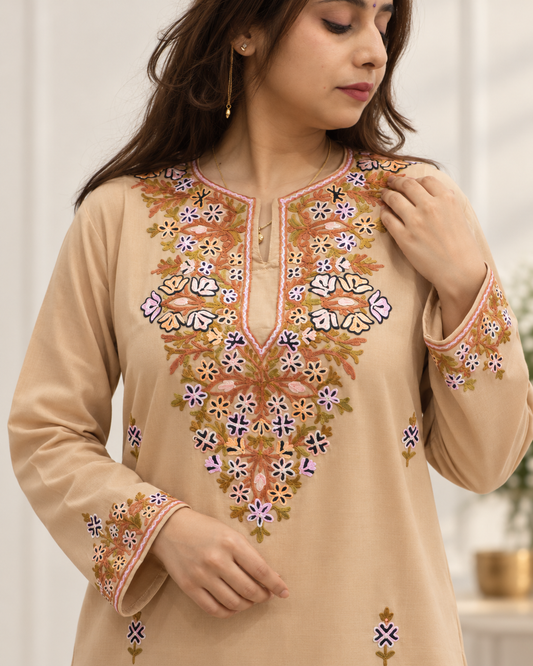Beige Aari Work Cord Set – Shalimar Summer