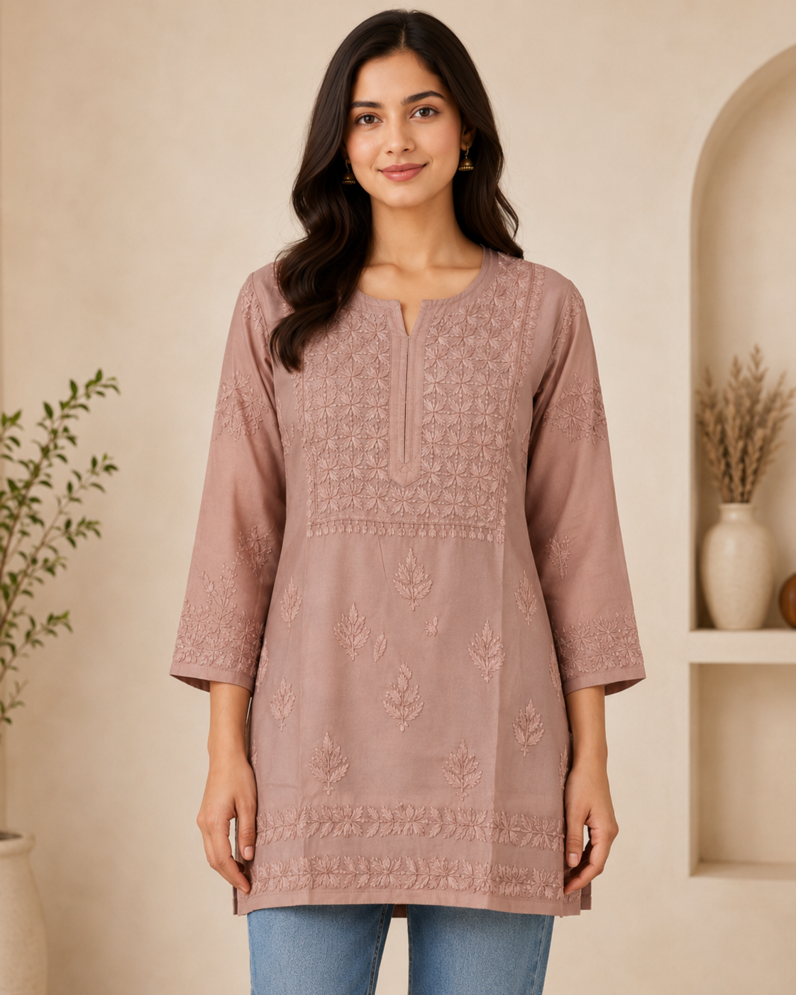 Mauve Chikankari Short Kurta – Nawabi Summer