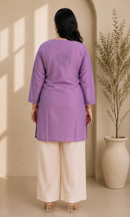 Purple Chikankari Short Kurta – Nawabi Summer