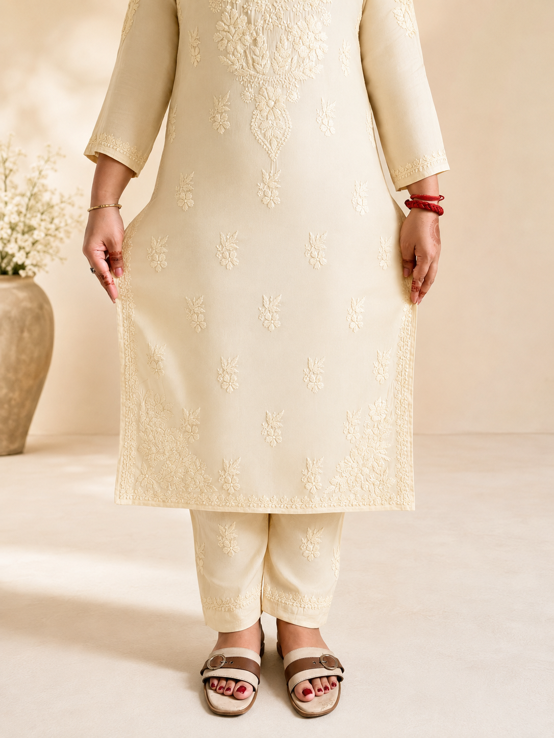 Yellow Chikankari Cord Set – Nawabi Summer