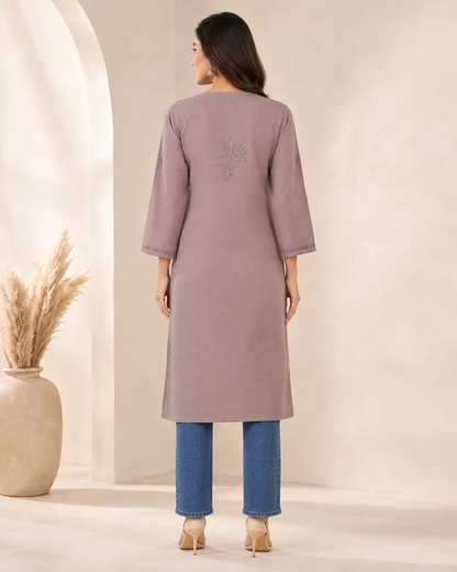 Brown Chikankari Long Kurta – Nawabi Summer, additional view