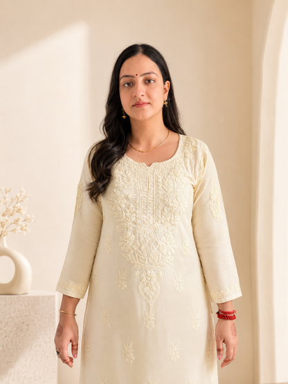 Yellow Chikankari Cord Set – Nawabi Summer