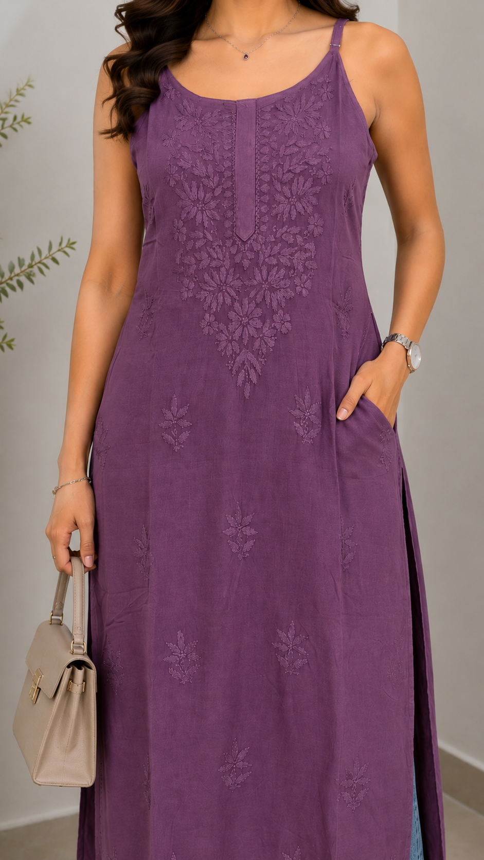 Purple Chikankari Long Kurta – Nawabi Summer