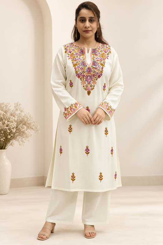 Yellow Pink Aari Work Cord Set – Shalimar Summer