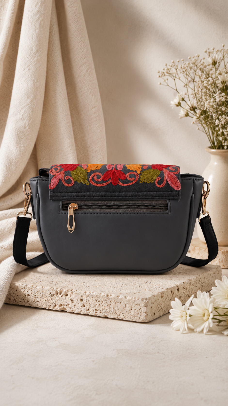 Aari Embroidered Sling Bag with Floral Motif