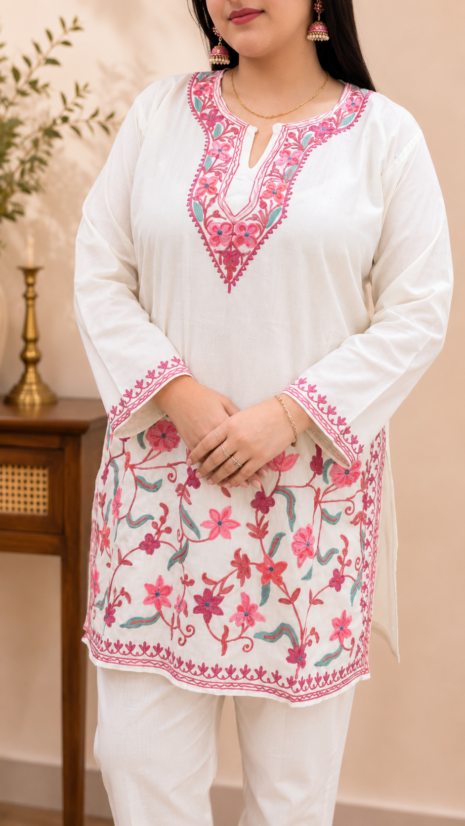 Ruby Cotton Jali Daman Aari Work Cord Set