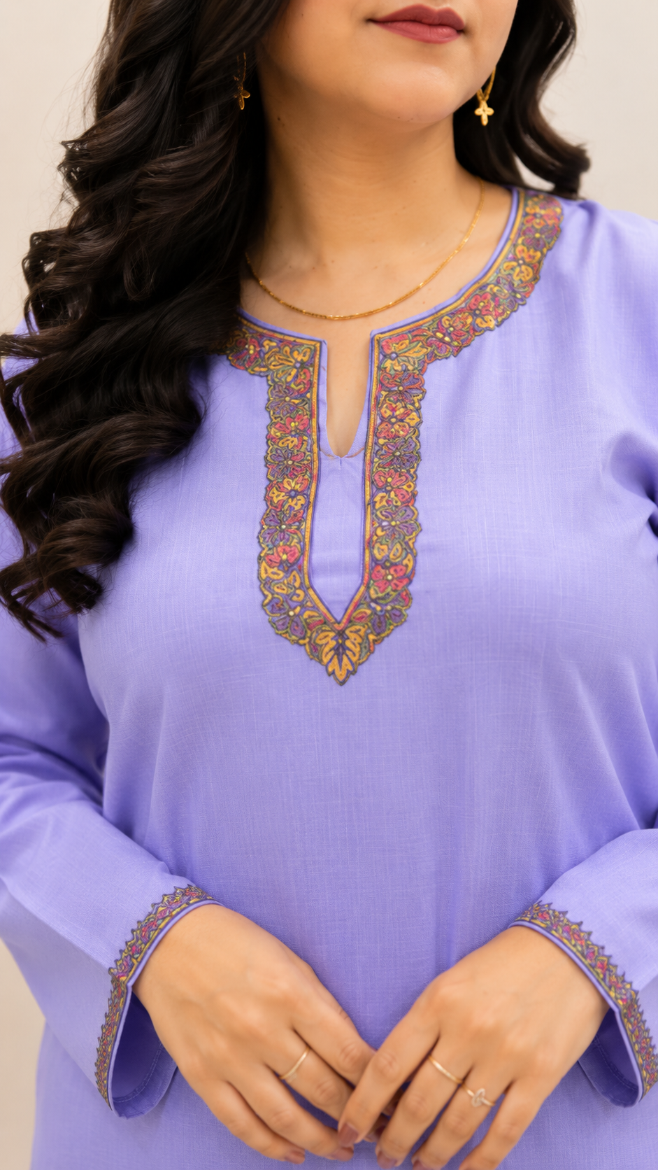 Lavender Sozni Handwork Cord Set in Ruby Cotton
